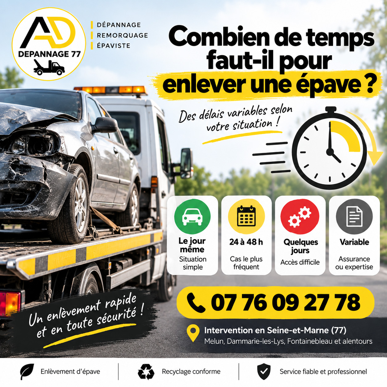 temps pour enlever une épave